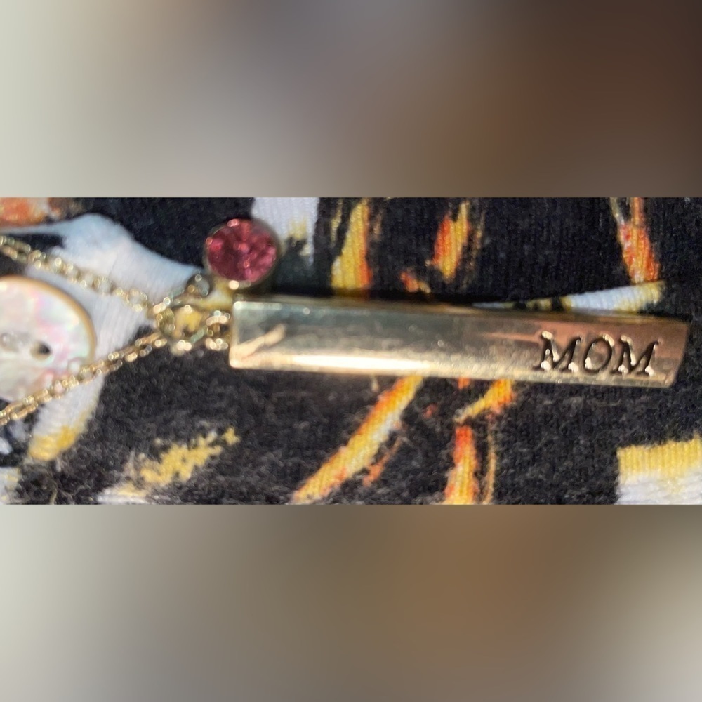 Vintage Barc”MOM” Birthstone of October Necklace  Jewelry Pink Gold Plated